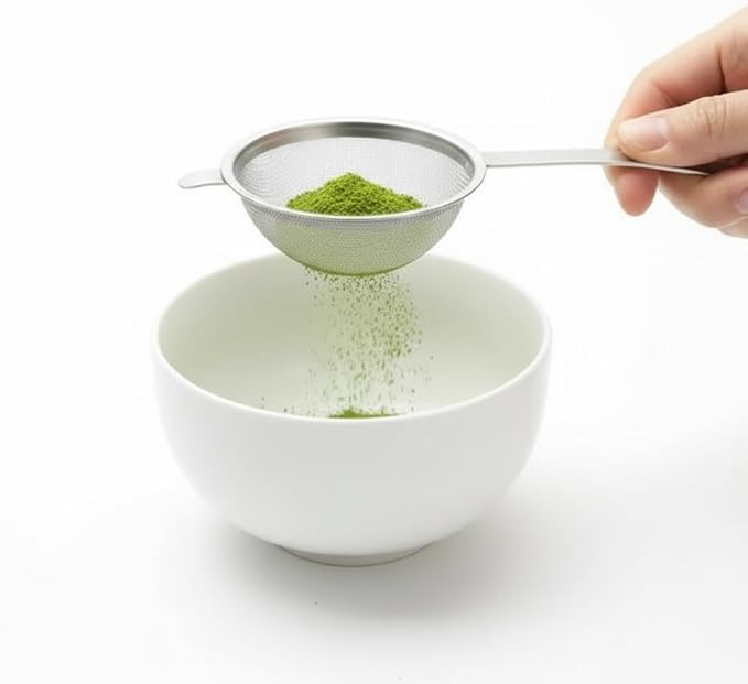 Japanese Double Fine Mesh Tea Sifter – Stainless Steel Tea Strainer for Matcha & Loose Leaf Tea with Hammered Texture Handle Kitchen Sieve, 6” (Length) × 3” (Width) × 1.3” (Height)
