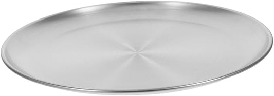 GLEAVI 1pc Fruit Tray Serving Platter Platters with Charcuterie for Grill Large Round Divided Serving Tray and Dish Fruits Key Outdoor Black Dinner Trays Meat Plate Stainless Steel