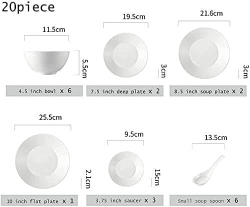 Dinnerware Set Dinner Party Tableware Service Set White Porcelain Dinnerware Set, Ceramic Plates and Bowls Sets, Vintage Round Dishes Set Dinner Plates for Kitchen/Dining