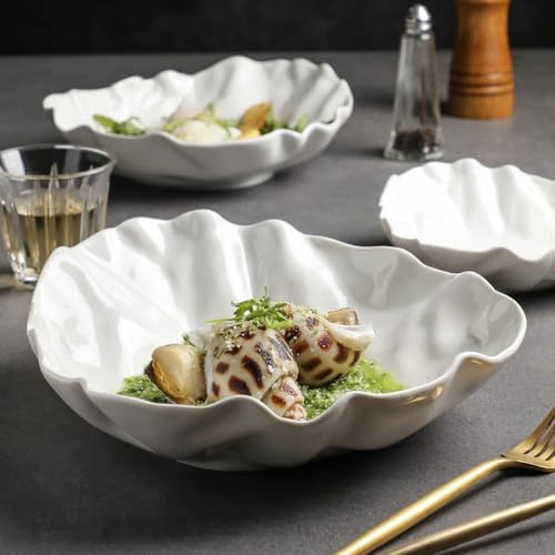 Creative 6-Inch Ceramic Appetizer Plates - Unique White Fruit Salad & Breakfast Bowls - Stylish Dinner Plates for Home Use - Set of 8 Special-Shaped Dish