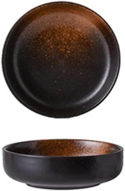 Appetizer Plate 1Pc Dipping Bowl Retro Ceramic Household Soy Sauce Vinegar Seasoning Dish Barbecue Dipping Dish Round Snack Plate Snack Plate Sauce Dipping Saucer Trays (B)