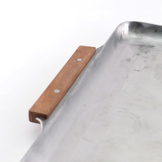 ノーブランド品 Nostalgic Wooden Handle Aluminum Mini Tray 304975 (S: Width 12.6 x Depth 8.9 x Height 0.6 inches (32 x 22.5 x 1.5 cm), Silver, 304973