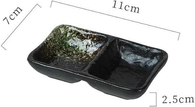 Appetizer Plates 2 Compartment Ceramic Serving Platters Snack Dishes Divided Sauce Dishes for Restaurant Kitchen for Condiment