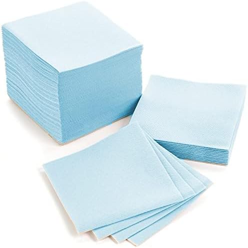 AH AMERICAN HOMESTEAD Paper Cocktail Napkins - Linen-Like Disposable Beverage Bar Napkins 4.75" x 4.75" - Bulk Square Napkins - Ideal for Party or Wedding (Baby Blue -100 Count)