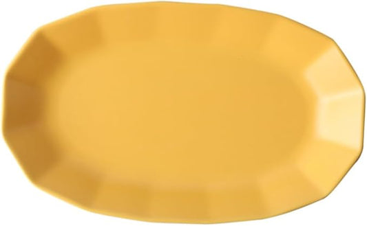 Mobestech Ceramic Fish Serving Plate 12-inch Ceramic Fruit Dish Vibrant Yellow Food Platter for Home Dining for Desserts and Appetizers