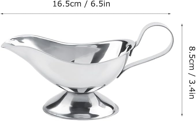 Gravy Boat, Mini Sauce Jug Stainless Steel Gravy Boat with Handle Sauce Cup with Dripless Lip Spout for Gravy Sauces Salad Dressings Cream(5oz)