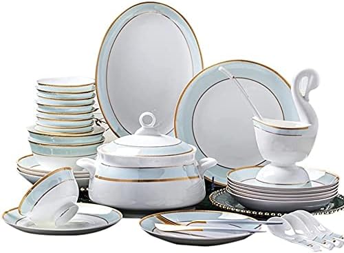 Dinnerware Sets - Luxury Gift Dishes Service Set, 30,56,60PCS Ceramic Dinnerware Set Bone China Tableware Dishes Plates Ceramic Combination Dinner Service Set (60 Pieces)