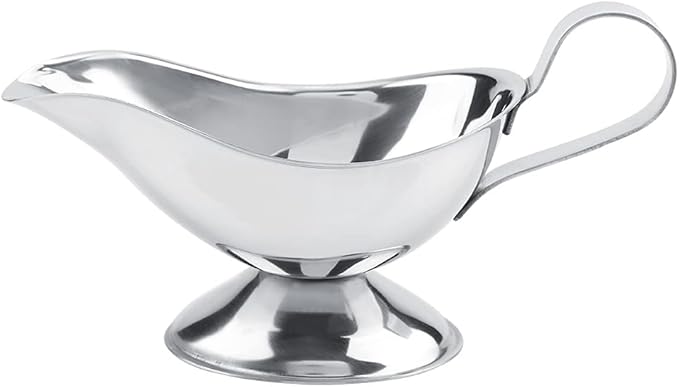 Gravy Boat, Mini Sauce Jug Stainless Steel Gravy Boat with Handle Sauce Cup with Dripless Lip Spout for Gravy Sauces Salad Dressings Cream(10oz)