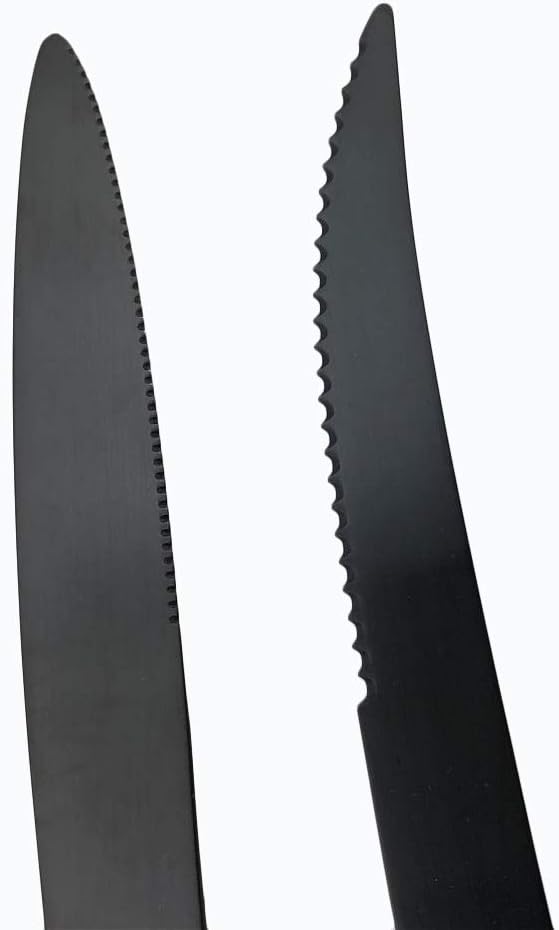 Matte Finish Polishing Black 18/10 Stainless Steel, Single Serving Flatware Silverware cutlery utensils Set,set of 6 Dinner Knife