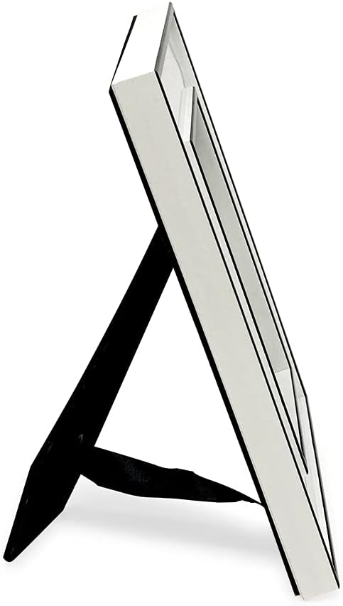 Isaac Jacobs 4x6 White w/Black (Vertical & Horizontal) Double Border Picture Frame w/Black Fabric Easel, Wall-Mountable, Made for Tabletop & Gallery, Home or Office (4x6, White W/Black)