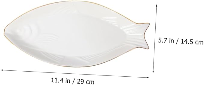 LIFKOME Ceramic Fish Plate Elegant Fish Shaped Food Serving Tray Rimmed Design for Appetizers Sushi Fruits for Parties and Banquets