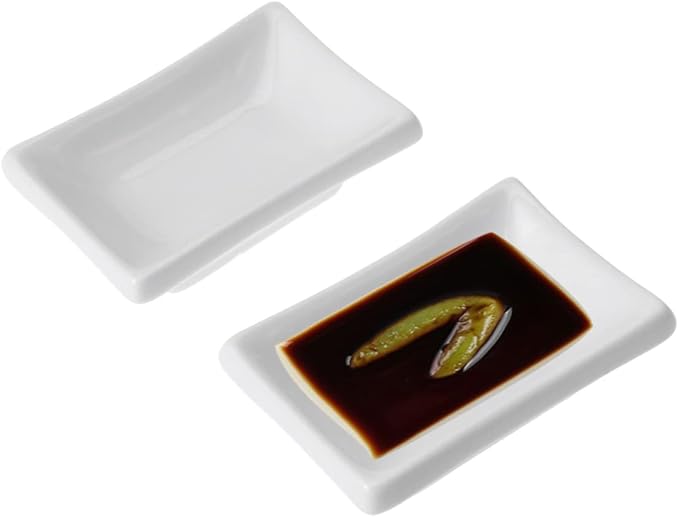 2pcs Rectangular Sauce Dishes Snack Plate Condiment Plate Ceramic Serving Platter White Serving Dishes Food Display