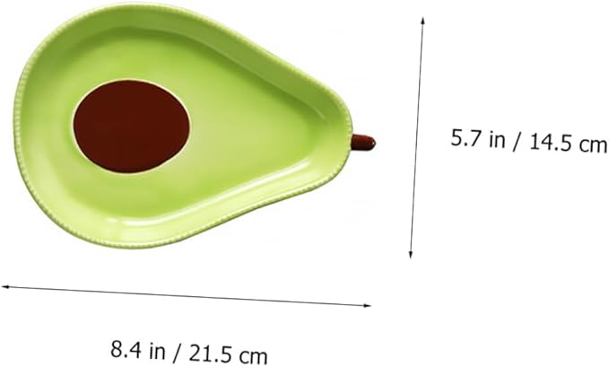 Avocado Shape Ceramic Plate Medium Creative Salad Fruit Plate Sturdy Appetizer Dessert Tableware for Snacks with Thick Design Safe Material