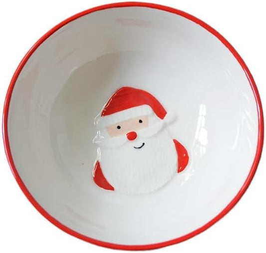 Christmas Ceramic Appetizer Plates for Tapas, Salad, Appetizer, Dishwasher Safe, Microwave Safe, Freezer Safe (Santa Claus Small Bowl 11.1 * 4.5cm)