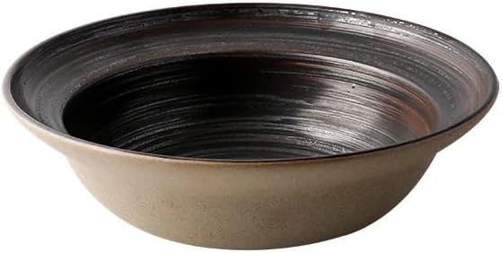 SONGCHAO Party Supplies Dish Plate Ceramic Vegetable Salad Plate Round Retro Tableware Salad Bowls Dinner Plate Restaurant Creative Noodle Ramen Bowls Soup Basins Party Plates (Color : B 8 inch)