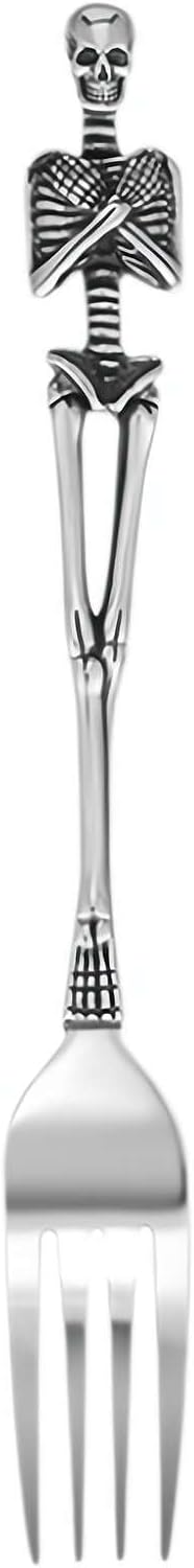 Stainless Steel Skeleton Forks and Spoons Goth Silverware Set Flatware Tableware Design Modern Look Great Gifts for Halloween Easter and Christmas (Fork)