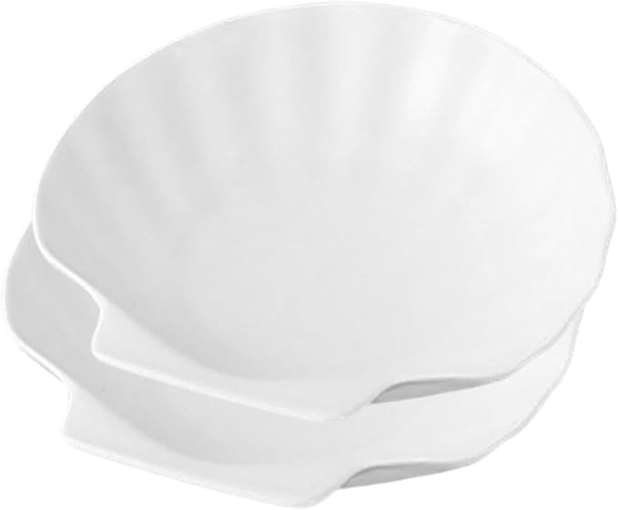 Mikinona 2pcs Shell Shape Ceramic Serving Plate Versatile Dinner Dish for Bbq Pasta and Appetizers for Home Restaurant and Events Elegant Design and Easy to Clean