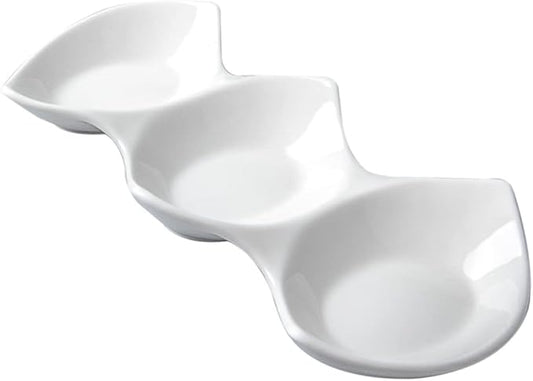 Appetizer Plate Set Three-grid Sauce Dish Perfect for Restaurant Home Hotel Bar