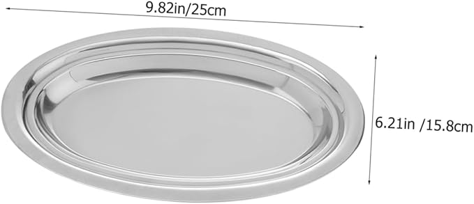 GLEAVI 2pcs Stainless Steel Serving Trays Dinner Plates Fish Steaming Plate Food Storage Elegant Kitchenware