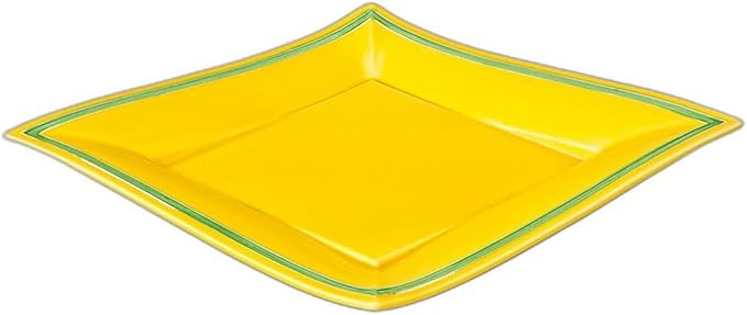 Yellow Glazed Green Rhombus Appetizer Plate [11.8 x 7.9 x 1.4 inches (30 x 20 x 3.5 cm) | Setomonohonpo