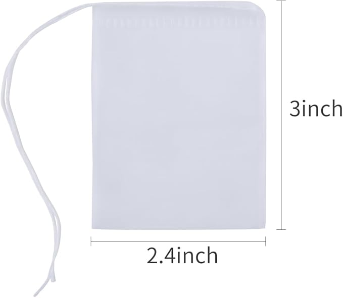 YICHEN 100pcs Tea Filter bags Disposable Empty Tea Bags with Drawstring for Loose Tea safe and clean Nylon material white Small Empty Tea Bags 3 x 2.4 inch.