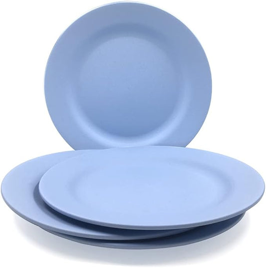 4 Pack 13 Inch Extra large Size Dinner Plate Sets, Delicious Pasta Plates, Unbreakable Dishes, Lightweight Salad Dinnerware, Reusable Dessert Tableware (33cm Blue)