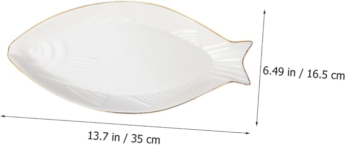 LIFKOME Fish Shape Ceramic Plate Cheese Tray Dinnerware Decorative Serving Plate