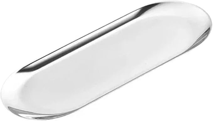 Serving Tray 4pcs Stainless Steel Cosmetic Storage Tray False Nails Dish Tools Storage Tray Serving Plate Docoration Serving Tray (Silvers)
