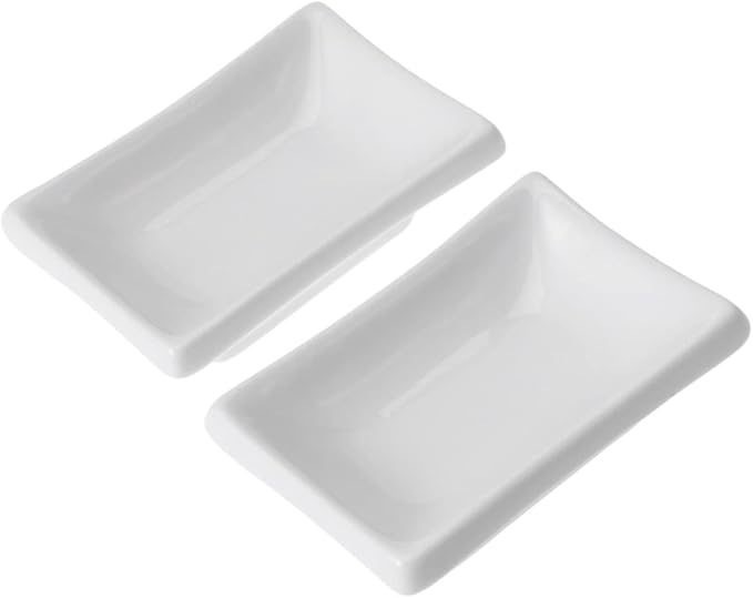 Veemoon Rectangle Soy Dish 2 Pcs 3 Inch Sauce Plates for Appetizer Serving Japanese-style Condiment Plate