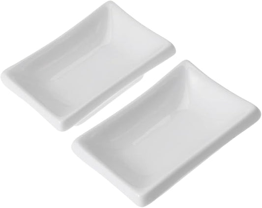 Veemoon Rectangle Soy Dish 2 Pcs 3 Inch Sauce Plates for Appetizer Serving Japanese-style Condiment Plate