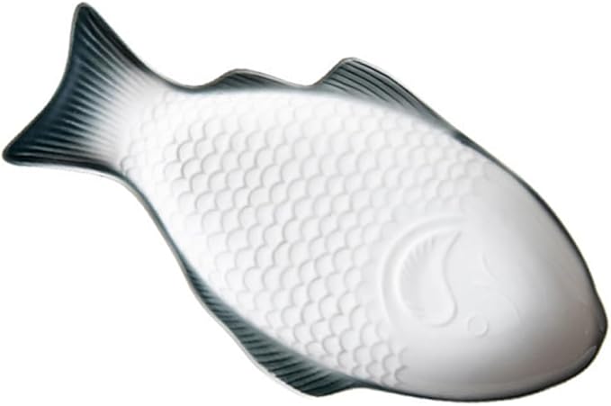 Zerodeko Ceramic Fish Shaped Dish Dark Green Creative Plate for Snacks Appetizers for Home Dining Parties and Restaurants Multi-functional Tableware
