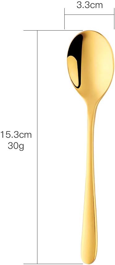 Demitasse Espresso Spoons, BuyGo 18/8 Stainless Steel Gold Teaspoon Round Mini Coffee Sugar Spoon for Home Cafe Restaurant, 6 Inch, Set of 4