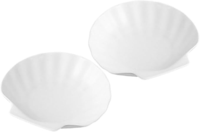 PRETYZOOM 2pcs Shell Shape Ceramic Plate Elegant Decorative Serving Dish for Home Restaurant Events for Appetizers Desserts Snacks Lightweight Easy to Clean