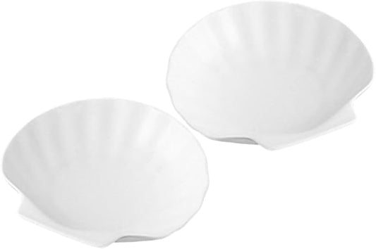PRETYZOOM 2pcs Shell Shape Ceramic Plate Elegant Decorative Serving Dish for Home Restaurant Events for Appetizers Desserts Snacks Lightweight Easy to Clean