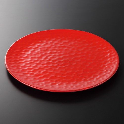 Kamakura Carved Red Flat Plate (Small) 10.2 x 0.5 inches (26 x 1.2 cm), 25.1 oz (710 g), Special Appetizer Plate, Restaurant, Ryokan, Japanese Tableware, Restaurant, Commercial Use