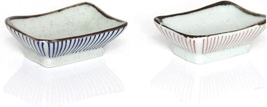 Appetizer Bowls Set of 2 Ceramic Appetizer Plates Japanese Style Sauce Dishes Soy Sauce Dipping Plates Appetize Bowls Side Dishes Serving Dish for Kitchen Home(6.5inch) Salad Bowls