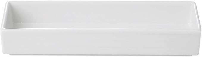 White Glazed Cut Long Angle Appetizer Plate, 9.3 x 3.1 x 1.6 inches (23.7 x 8 x 4 cm), 19.9 oz (538 g), Modern Contrast, Restaurant, Ryokan, Japanese Tableware, Stylish, Commercial Use