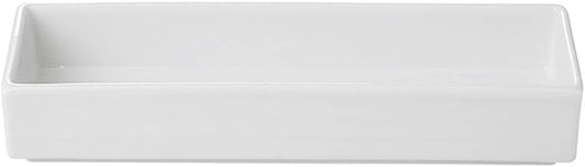 White Glazed Cut Long Angle Appetizer Plate, 9.3 x 3.1 x 1.6 inches (23.7 x 8 x 4 cm), 19.9 oz (538 g), Modern Contrast, Restaurant, Ryokan, Japanese Tableware, Stylish, Commercial Use