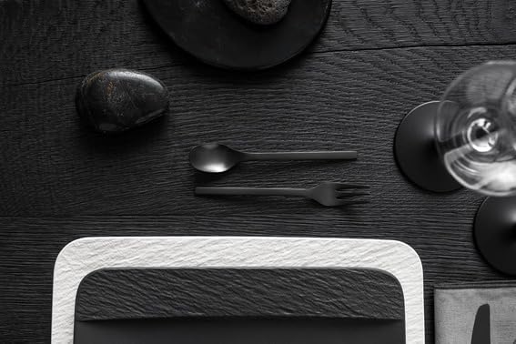 Villeroy & Boch - Manufacture Cutlery Table Cutlery Set for Up to 4 People, 16 Pieces, Stainless Steel, Black, 12-6556-9040