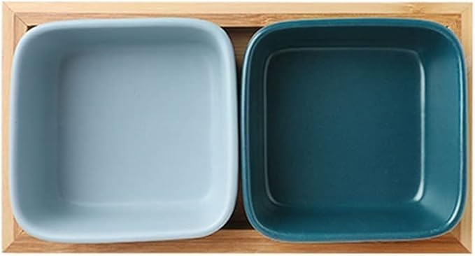 Sauce Dish 2pcs Snack Serving Platter with Tray Ceramic Fruit Appetizer Nuts Vinegar Serving Plate Sauce Dish for Home Party Restaurant(Two Compartments) Dipping Bowls (A)