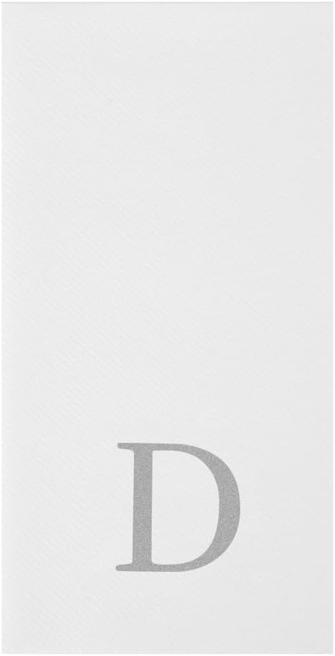 Luxenap 15.8 X 7.9 Inch Linen-Feel Guest Towels, 2000 Lettered Hand Towels - Silver Letter 'D', Sans Serif Font, White Paper Dinner Napkins, airlaid, For Restrooms And Tables - Restaurantware