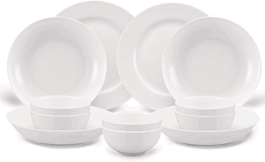 Dinnerware Set 40Pieces Pure White Porcelain Dinner Plates Bone China Tableware Bowls Soup Plates Gravy Boat Oval Plate Service for 6