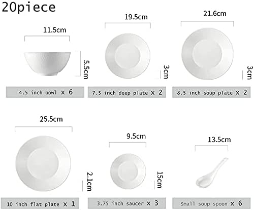 Dinner Set for Family Party, Hotel Restaurant, White Porcelain Dinnerware Set, Ceramic Plates and Bowls Sets,
