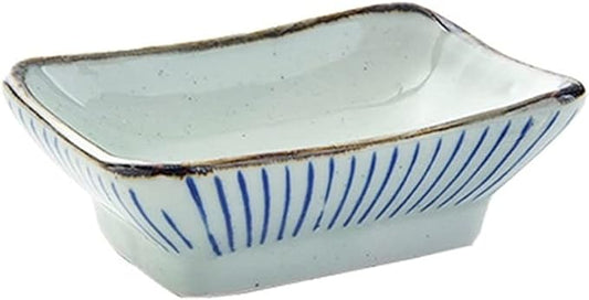 Sauce Dish Ceramic Appetizer Plates 3.35 Inch Japanese Style Dipping Sauce Dishes Rectangle Soy Sauce Dipping Bowls Dessert Sushi Sauce Seasoning Dish Dipping Bowls (A)