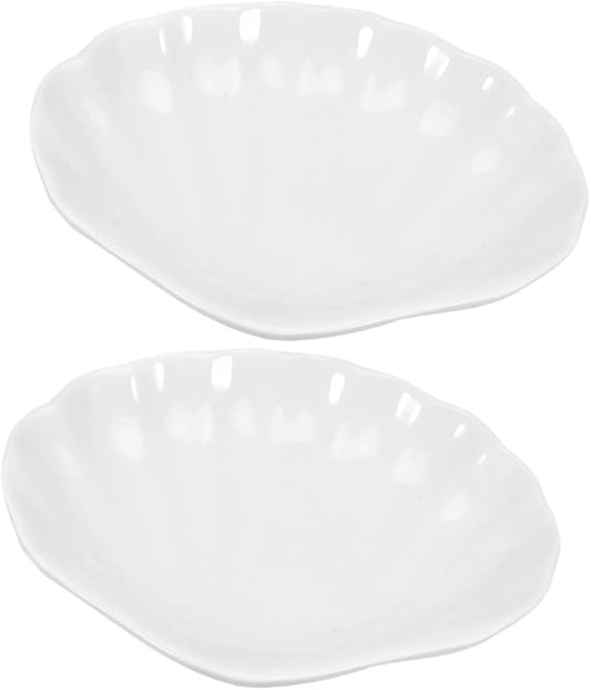 PRETYZOOM 2pcs Imitation Ceramic Appetizer Plates Decorative Food Serving Dishes Sauce Dipping Plates for Kitchen for Parties and Entertaining