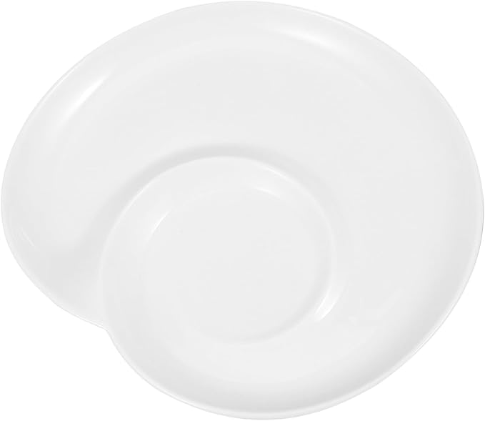 STOBAZA Divided Dumpling Plate Ceramic Snack Serving Tray with Sauce Compartment Unique Shell Design for Appetizers for Parties Banquets and Everyday Use