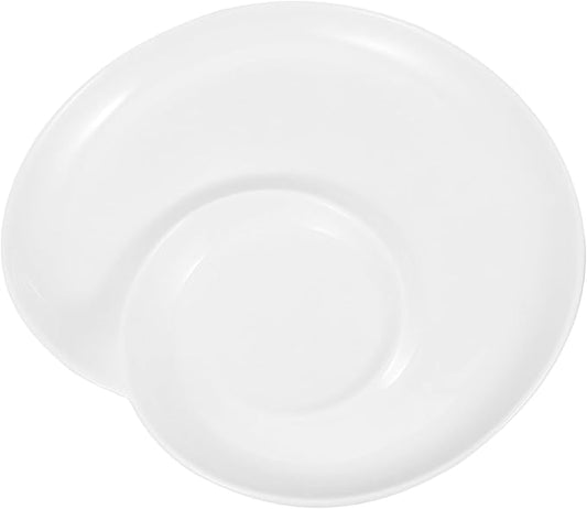 STOBAZA Divided Dumpling Plate Ceramic Snack Serving Tray with Sauce Compartment Unique Shell Design for Appetizers for Parties Banquets and Everyday Use