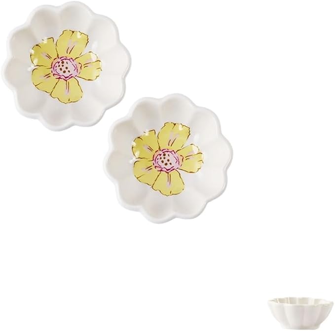FAREWELL Dipping Bowls Soy Sauce Plate Flower Shape Ceramic Mini Condiment Dish Side Dish Appetizer Plate Sushi Soy Dip Bowl Serving Plate Set Appetizer Bowls (Color : B)