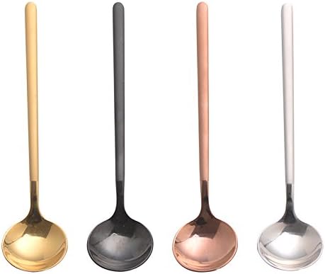 6 PCS Black Coffee Spoons, 18/8 Stainless Steel Espresso Spoons, 5.2 Inches Vogue Mini Tea Spoon, Cappuccino Stirring Small Spoon for Dessert, Ice Cream, Frosted Handle, Sweejar(Black)