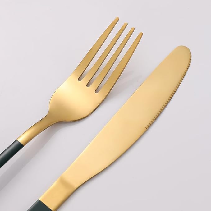 Stainless Steel Flatware serving set,Home Kitchen Eating Tableware Set,Dishwasher Safe,For Home Kitchen Restaurant Hote 24-piece Stainless Steel Steak Knife, Fork And Spoon Household Black Gift Box Se